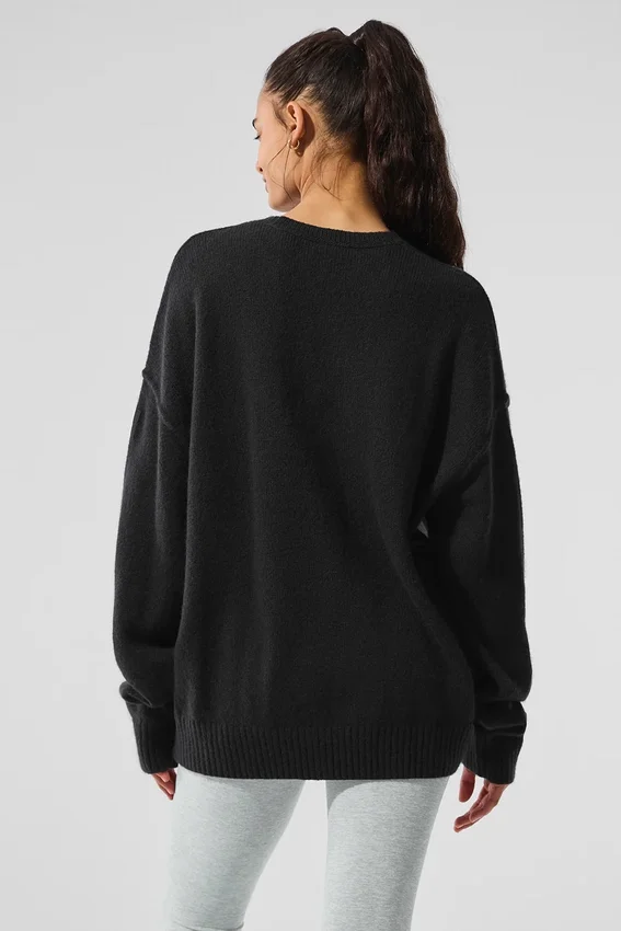 Jersey unisex de cuello redondo «New Class» de lana y cachemira - Negro