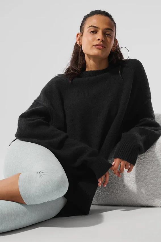 Jersey unisex de cuello redondo «New Class» de lana y cachemira - Negro