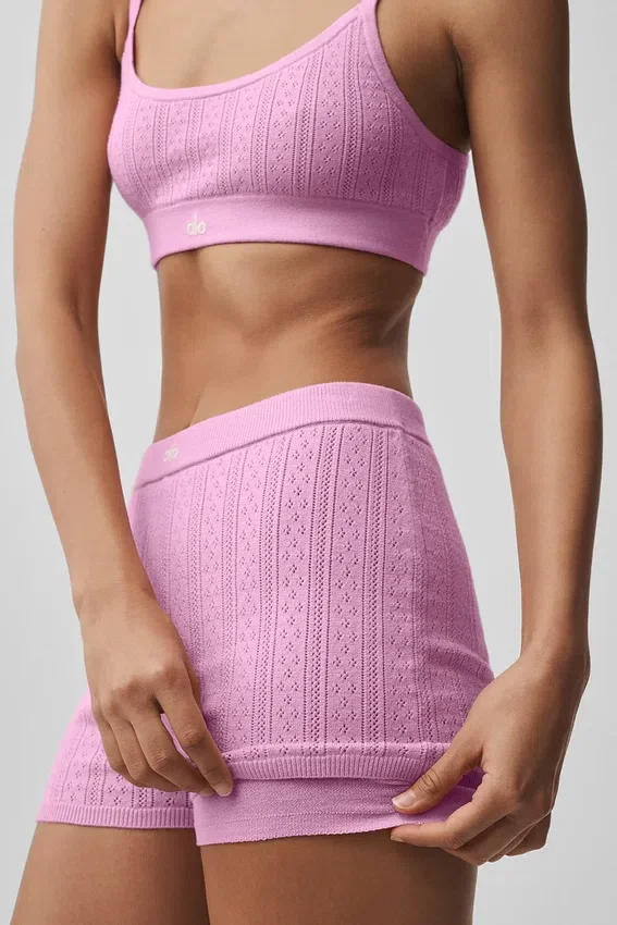 Jerséis de punto Pointelle «Be Mine Hot» - Rosa corazón de caramelo