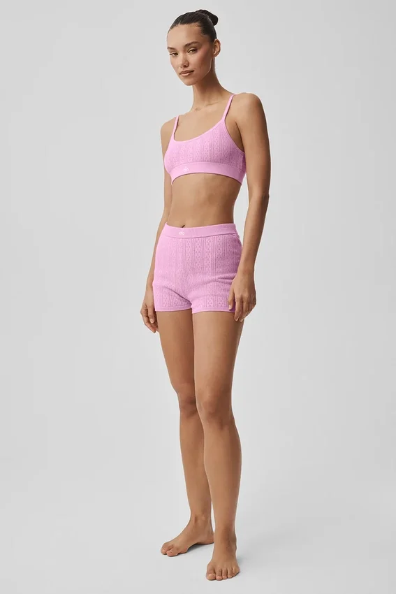 Jerséis de punto Pointelle «Be Mine Hot» - Rosa corazón de caramelo