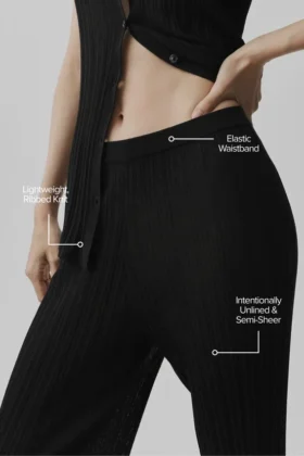 Jerséis High-Waist «Sunlit» con tejido de punto — Negro