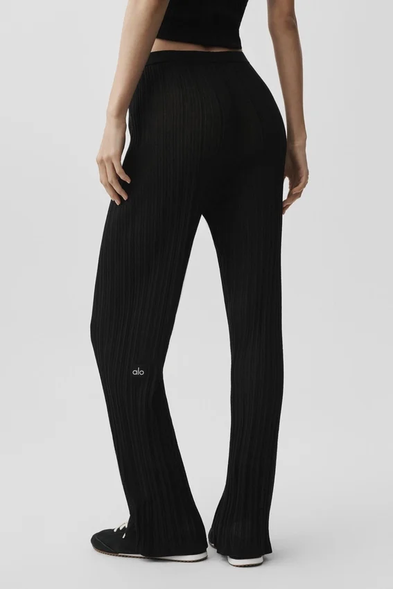 Jerséis High-Waist «Sunlit» con tejido de punto — Negro