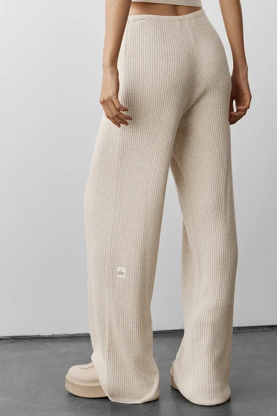 Jerséu ancho de talle medio «Unwind» de punto de jersey - Gris avena jaspeado