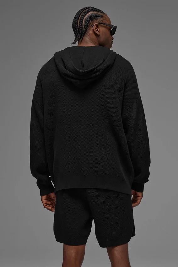 Jerséu con capucha de punto «Sports Club» - Negro