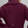 Jerséu de cachemira con tejido de panal y cremallera de un cuarto — Burdeos
