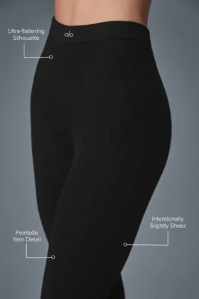 Jerséu de cintura High-Waist «Be Mine» con efecto punto calado — Negro