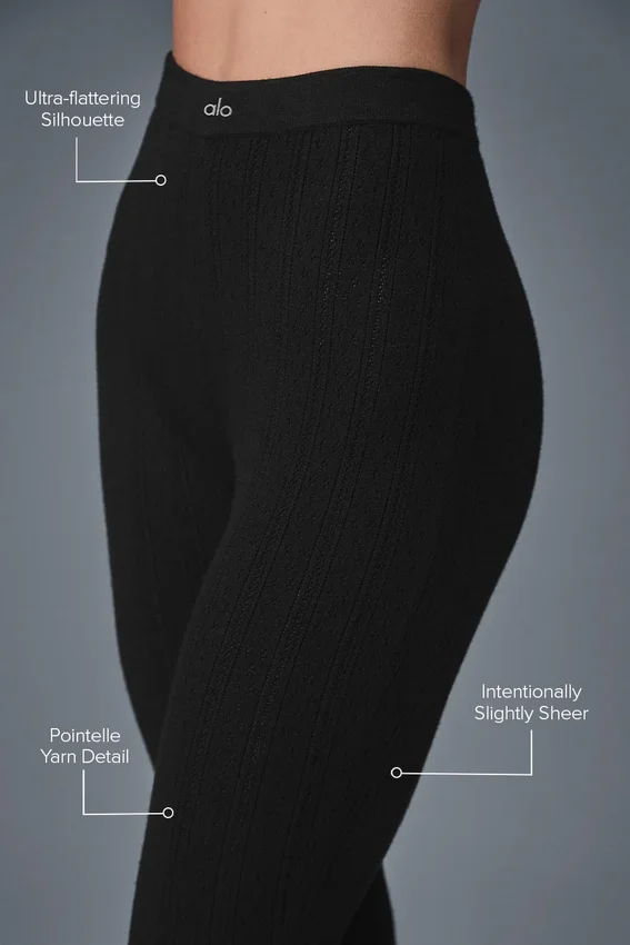 Jerséu de cintura High-Waist «Be Mine» con efecto punto calado — Negro