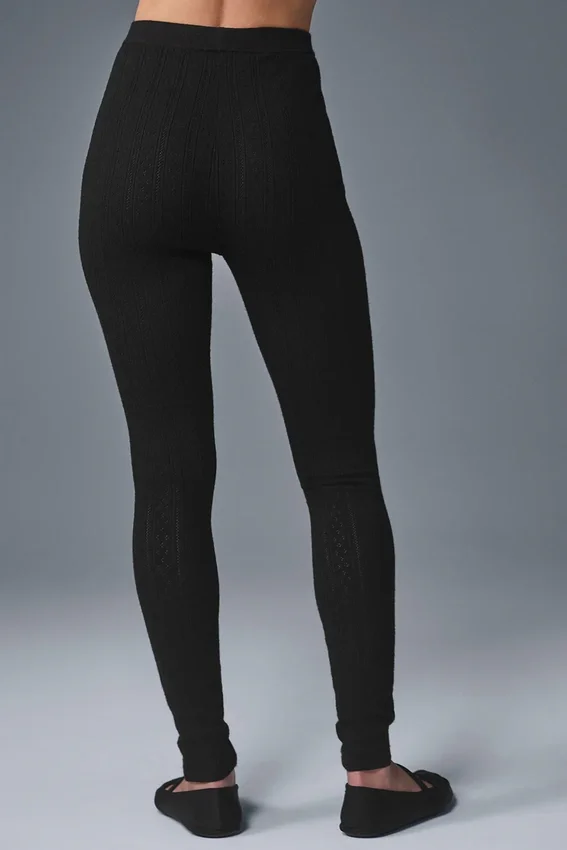 Jerséu de cintura High-Waist «Be Mine» con efecto punto calado — Negro