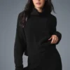 Jerséu de cuello alto de cachemira con tejido de panal — Negro