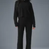 Jerséu de cuello alto de cachemira con tejido de panal — Negro