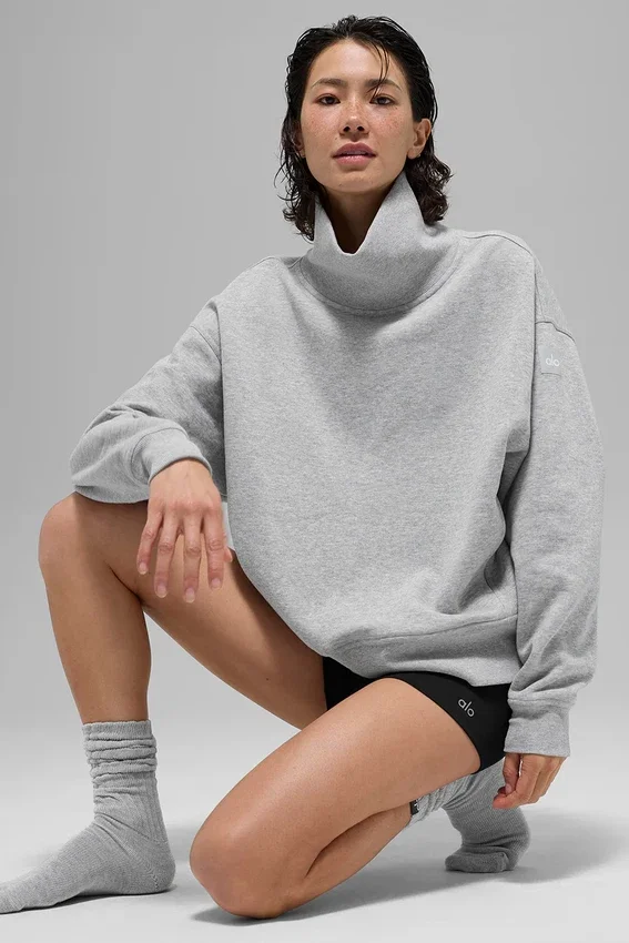 Jerséu de cuello alto Hazy - Gris jaspeado deportivo