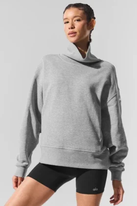 Jerséu de cuello alto Hazy - Gris jaspeado deportivo oscuro