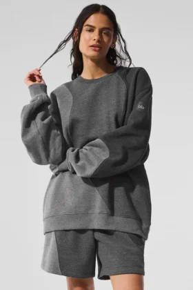 Jerséu de cuello redondo «Make Waves» - Gris jaspeado oscuro tonal