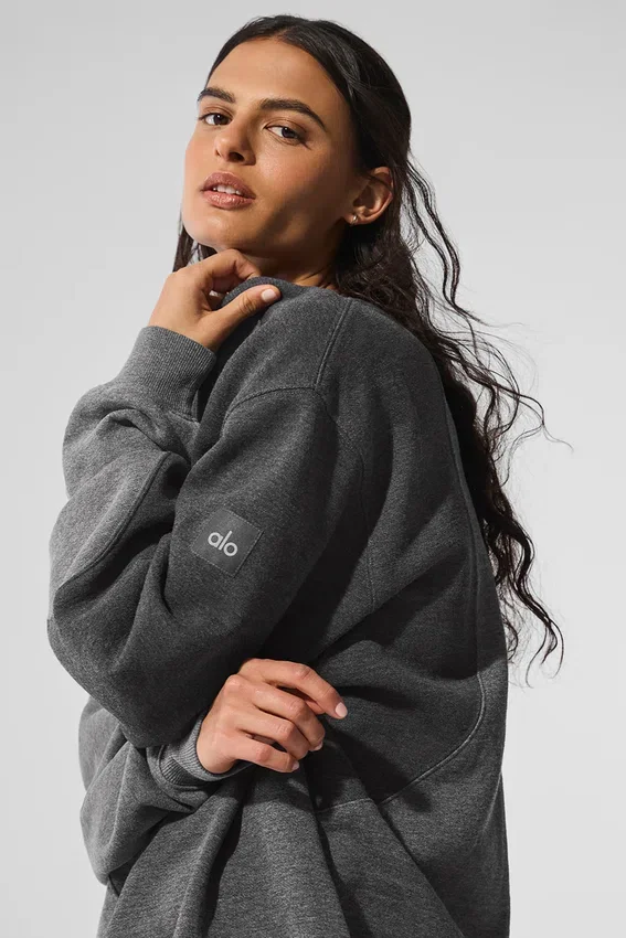 Jerséu de cuello redondo «Make Waves» - Gris jaspeado oscuro tonal