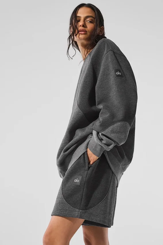 Jerséu de cuello redondo «Make Waves» - Gris jaspeado oscuro tonal