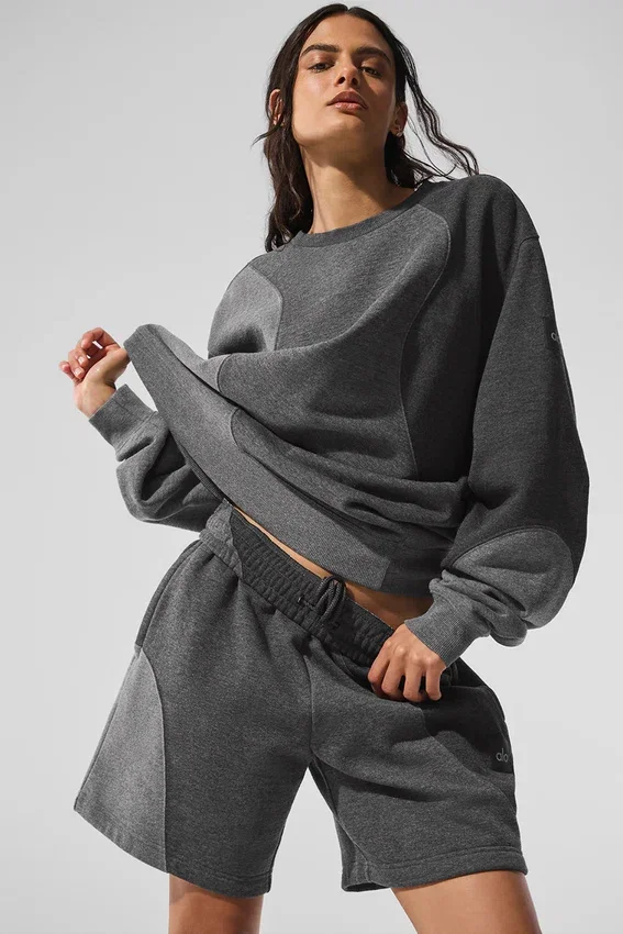 Jerséu de cuello redondo «Make Waves» - Gris jaspeado oscuro tonal