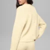 Jerséu de cuello redondo Noble de lana y cachemira con canalé - Amarillo luz de vela