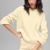 Jerséu de cuello redondo Noble de lana y cachemira con canalé - Amarillo luz de vela