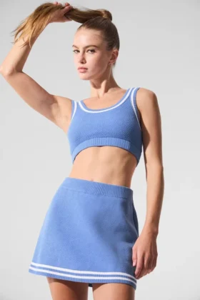 Jerséu de punto estilo jersey «Tennis Club» - Azul cristalino/Blanco