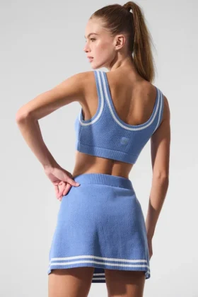Jerséu de punto estilo jersey «Tennis Club» – Azul cristalino/Blanco