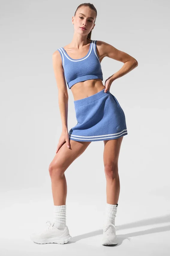 Jerséu de punto estilo jersey «Tennis Club» - Azul cristalino/Blanco