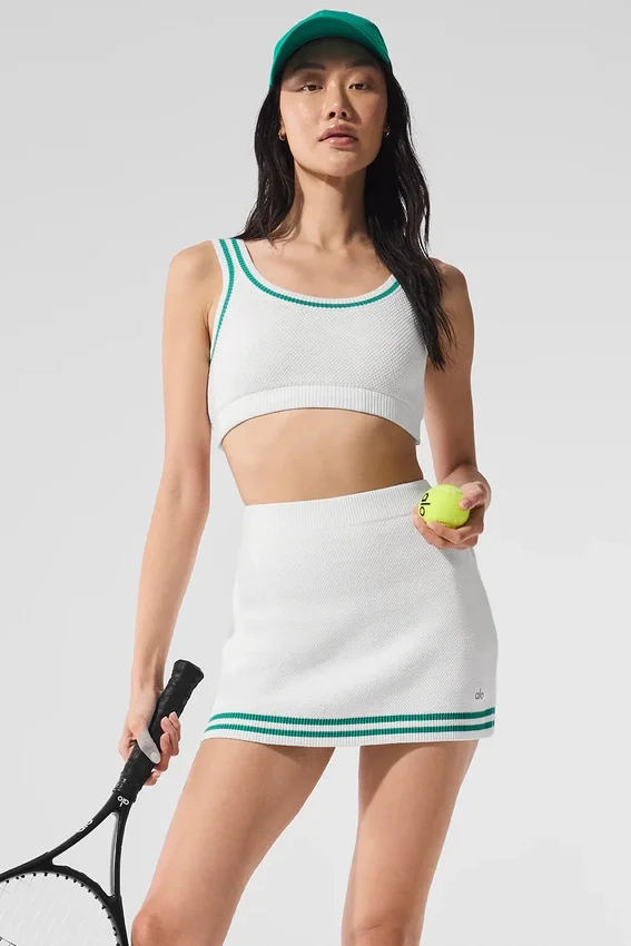 Jerséu de punto estilo jersey «Tennis Club» - Blanco/Verde abeto