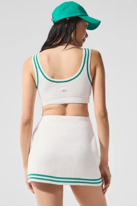 Jerséu de punto estilo jersey «Tennis Club» – Blanco/Verde abeto