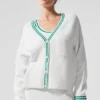 Jerséu de punto estilo «Tennis Club» - Blanco/Verde abeto