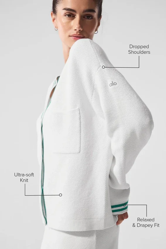 Jerséu de punto estilo «Tennis Club» - Blanco/Verde abeto