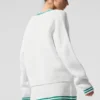 Jerséu de punto estilo «Tennis Club» - Blanco/Verde abeto