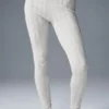 Jerséu de punto Pointelle y leggings High-Waist «Be Mine» — Gris claro jaspeado