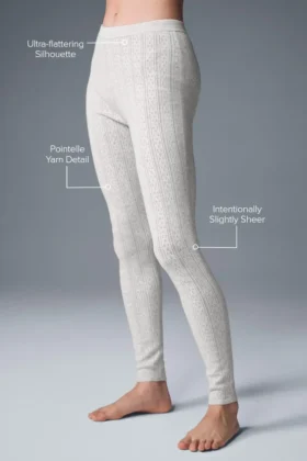 Jerséu de punto Pointelle y leggings High-Waist «Be Mine» — Gris claro jaspeado