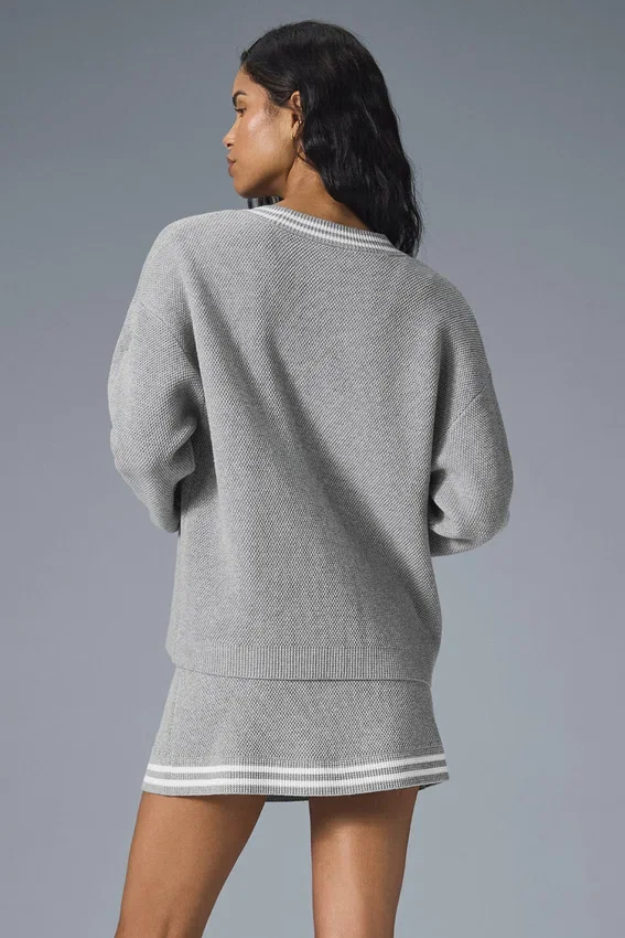 Jerséu de punto «Tennis Club» - Gris jaspeado deportivo/Blanco