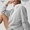 Jerséu Henley de manga larga Take It Easy - Gris jaspeado deportivo/Blanco