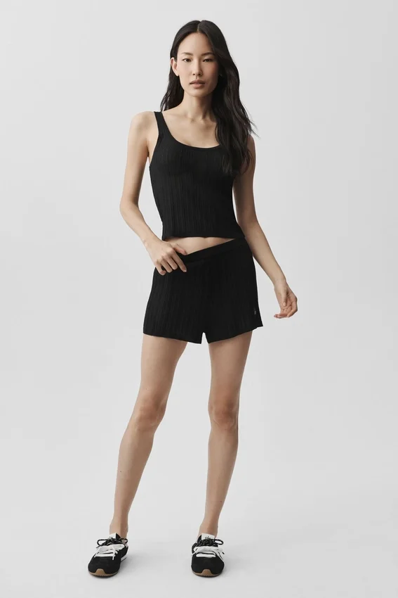 Jerséu High-Waist de punto «Sunlit» - Negro
