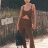 Jerséu High-Waist «Sunlit» de punto de jersey — Marrón «Sun Kissed»