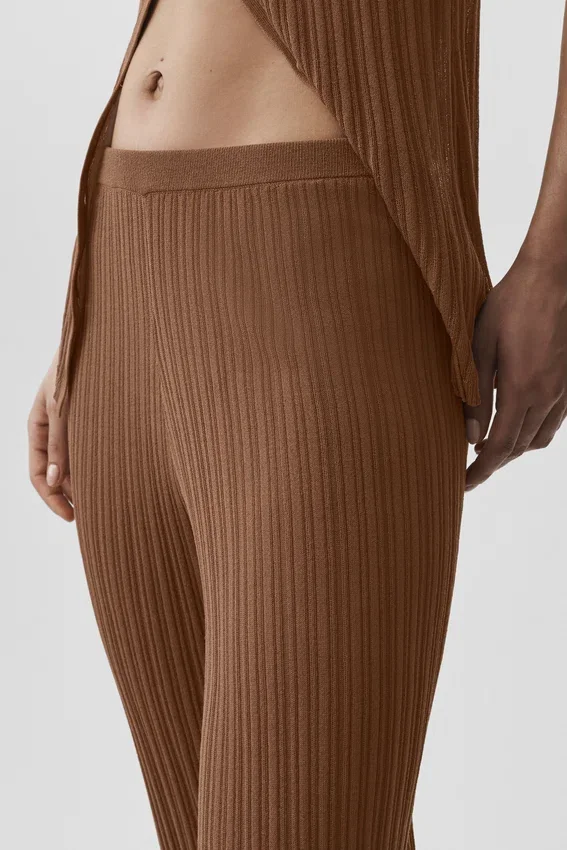 Jerséu High-Waist «Sunlit» de punto de jersey — Marrón «Sun Kissed»