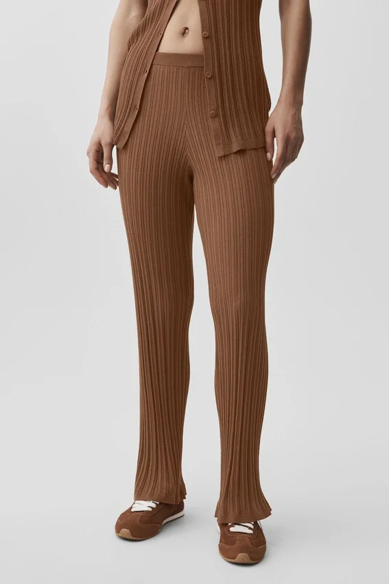 Jerséu High-Waist «Sunlit» de punto de jersey — Marrón «Sun Kissed»