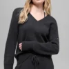 Jerséu oversize de lana y cachemira «New Class» con cuello en V - Negro