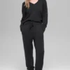 Jerséu oversize de lana y cachemira «New Class» con cuello en V - Negro