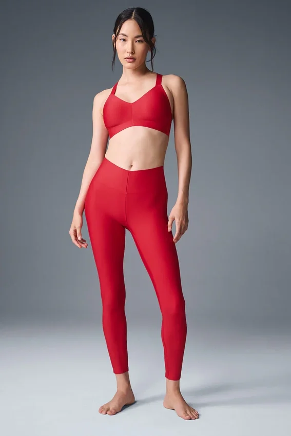 Leggings 7/8 de cintura extremadamente alta Airlift Strength — Rojo intenso