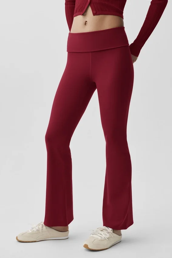 Leggings acampanados con vuelta de 7/8 Alo Softsculpt - Rojo «Summer Romance»