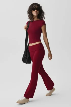 Leggings acampanados con vuelta de Alo Softsculpt - Rojo «Summer Romance»
