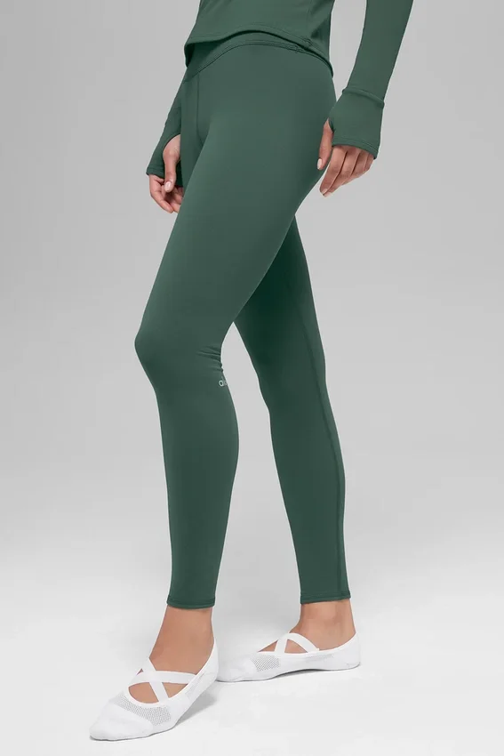 Leggings Airbrush Winter Warm High-Waist «Nocturne» — Clover Green
