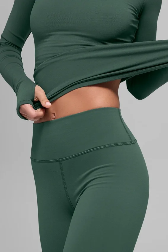 Leggings Airbrush Winter Warm High-Waist «Nocturne» — Clover Green