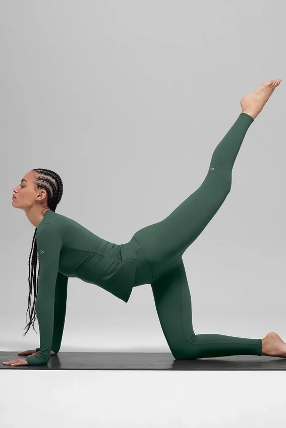 Leggings Airbrush Winter Warm High-Waist «Nocturne» — Clover Green