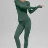 Leggings Airbrush Winter Warm High-Waist «Nocturne» — Clover Green