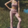 Leggings Cherish High-Waist Airlift con malla - Rosa vintage