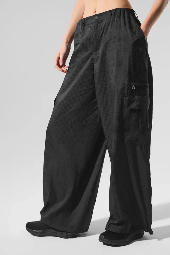 Leggings de chándal ancho y transparente «Game Time» - Negro