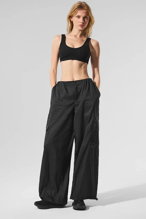 Leggings de chándal ancho y transparente «Game Time» - Negro